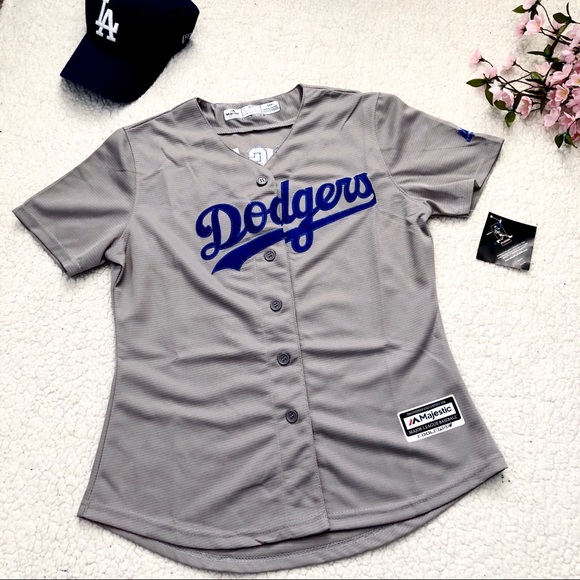 Womens Grey Kershaw Dodgers Jersey 